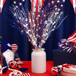 17" Patriotic Glitter Berry Picks (36 PCS)